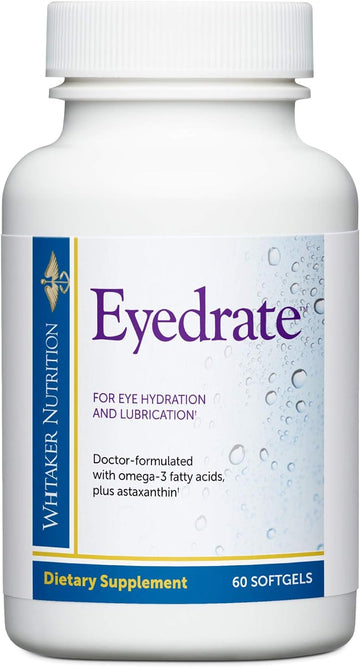 Dr. Whitaker Eyedrate Hydration and Lubrication Supplement with Omega-3, Omega-7 and Antioxidants, 60 Softgels (30-Day Supply)