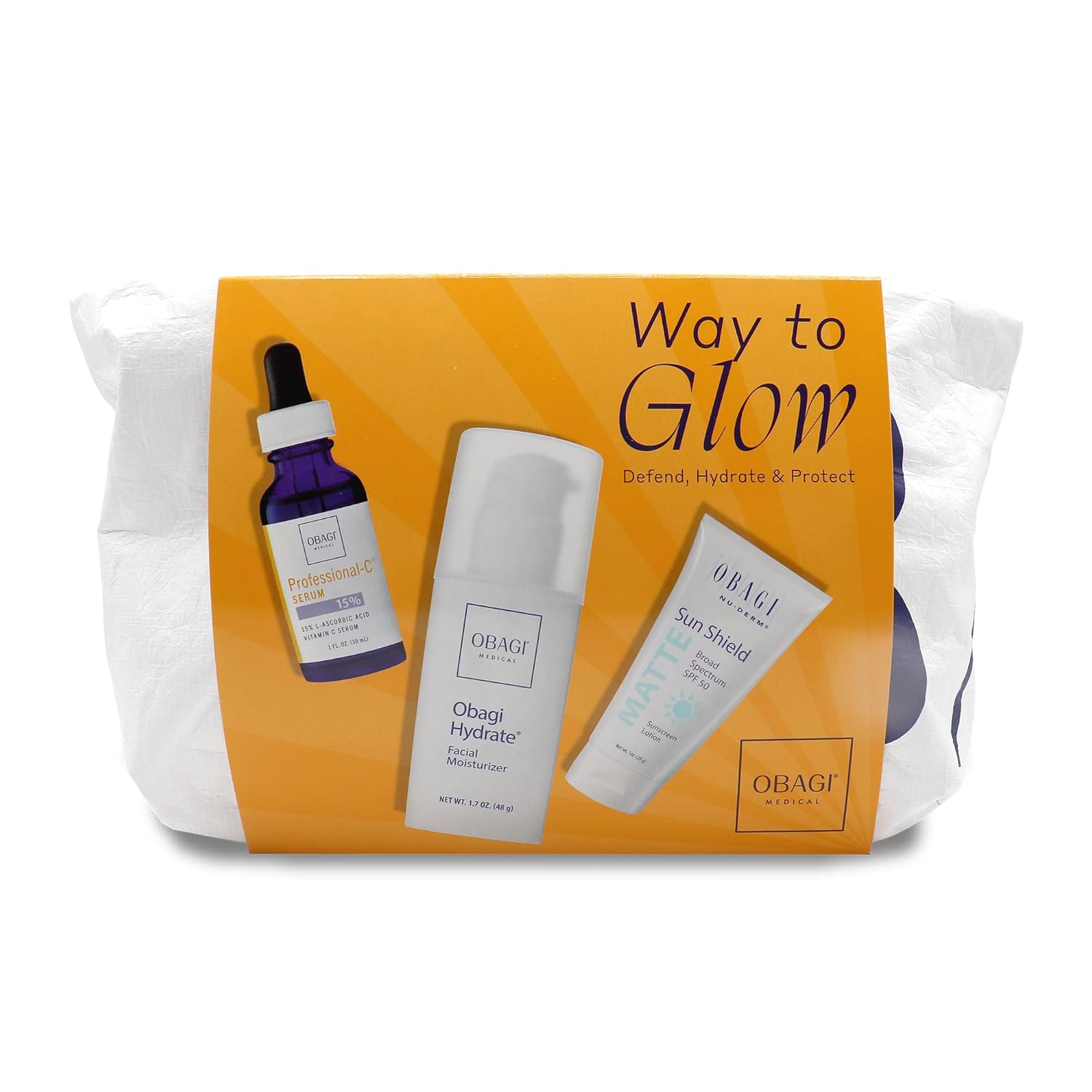 Way To Glow Gift Set – 15% Vitamin C Serum, Moisturizer & Sunscreen (Spf 50) – Defend, Hydrate & Protect Skin