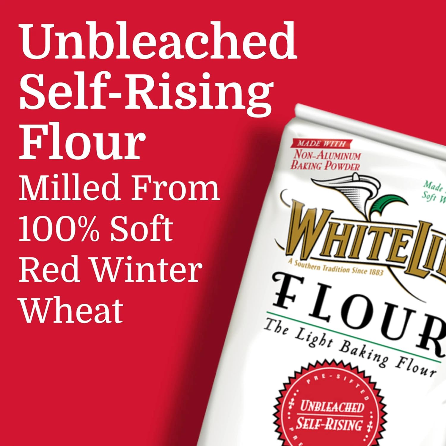 White Lily Non-GMO Aluminum-Free Unbleached Self Rising Flour 5 lb Bag (Pack of 2) By The Cup Swivel Spoons : Grocery & Gourmet Food