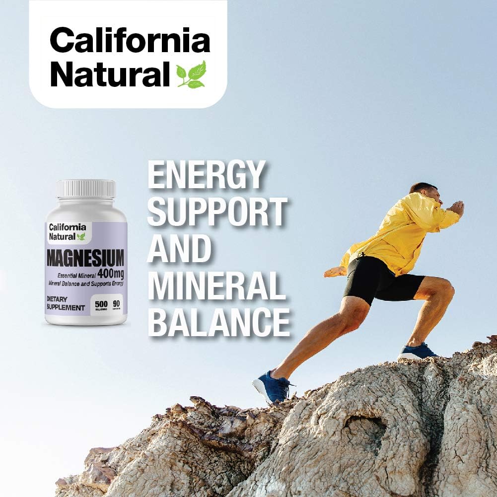 Magnesium 400 - California Natural - Powerful Magnesium Complex of Magnesium Citrate & Oxide - Keto Support Healthy Muscles, Bones, and Energy - Mineral Balance and Calming Effect - 400mg 90 Capsules : Health & Household