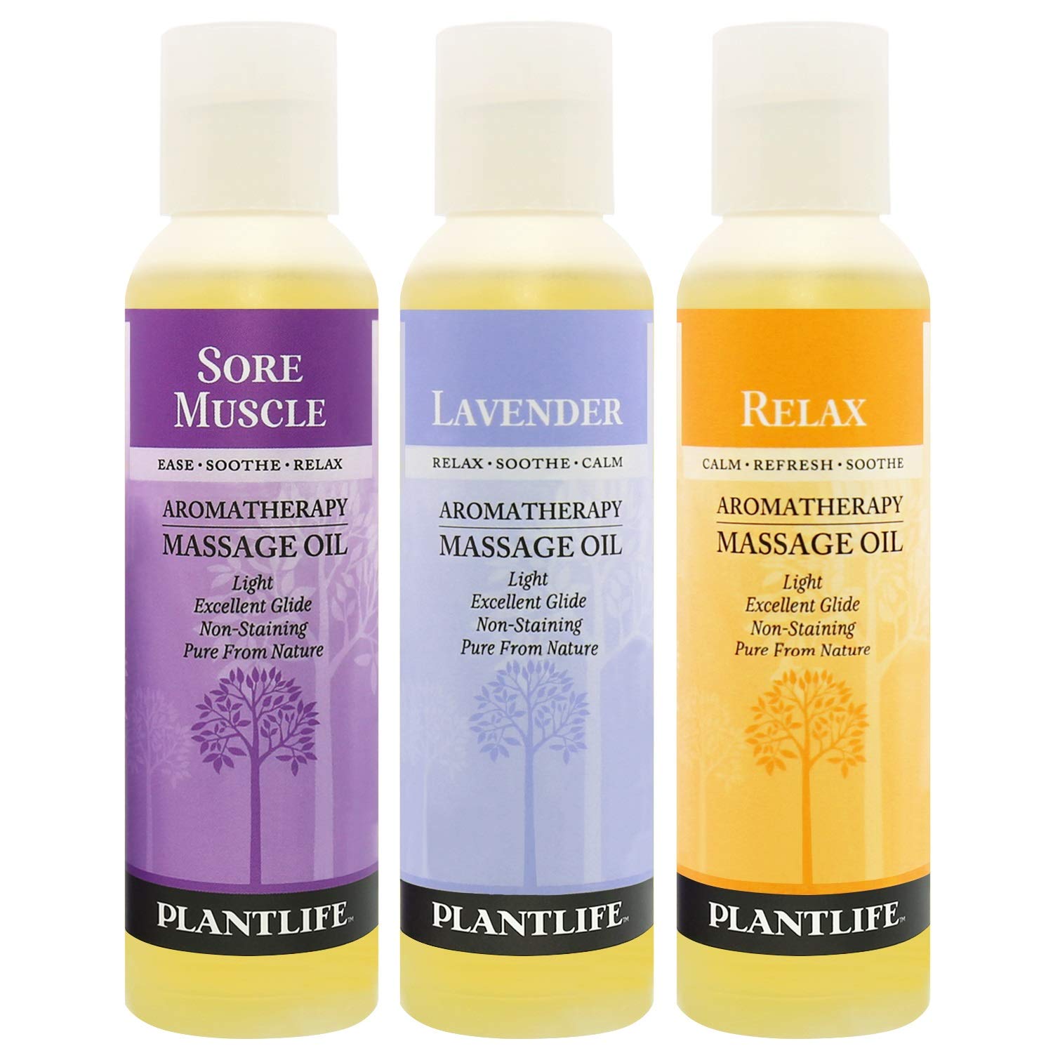 Plantlife Massage Oil 3-Pack - Absorbs Deeply into The Skin and is Cir