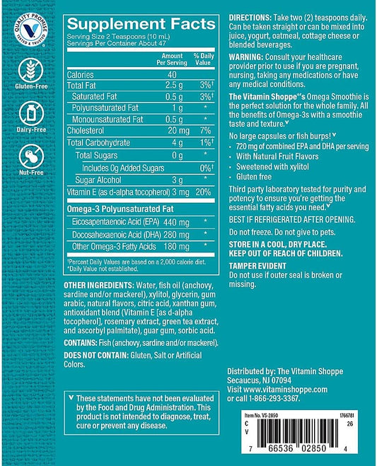 The Vitamin Shoppe Omega 3 Fish Oil Molecularly Distilled to Support C