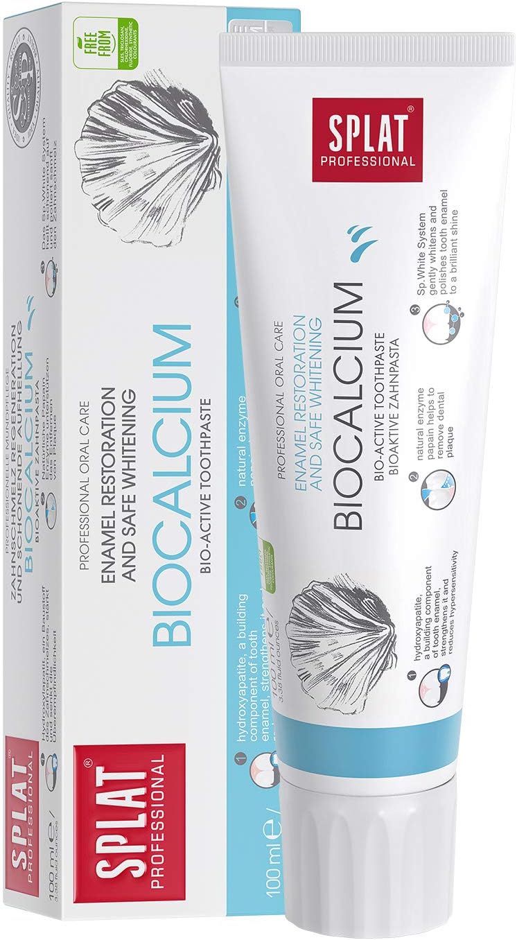 Splat® Biocalcium Toothpaste | Enamel Restoration & Gentle Whitening | Sles & Fluoride Free 100G