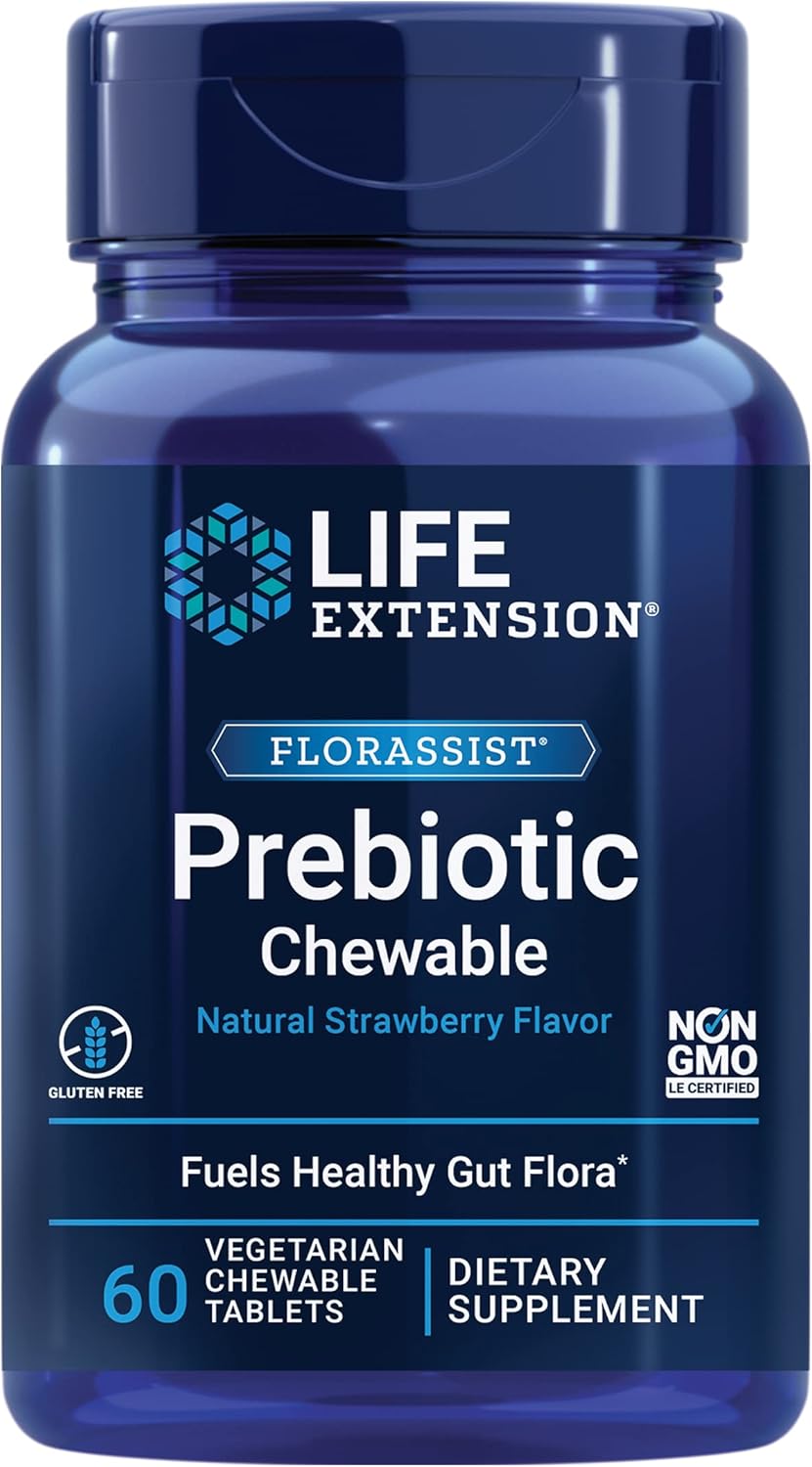 Life Extension Orassist Prebiotic Chewable (Strawberry) - Microbiome Prebiotics Supplement For Intestinal, Colon & Digestive Health - Non-Gmo, Gluten-Free, Vegetarian – 60 Chewable Tablets