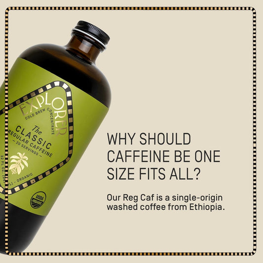 Explorer Cold Brew Organic Liquid Coffee Concentrate, Classic Regular Caffeine, Drink Iced Or Hot, 32 Fl Oz, Makes 20+ Cups