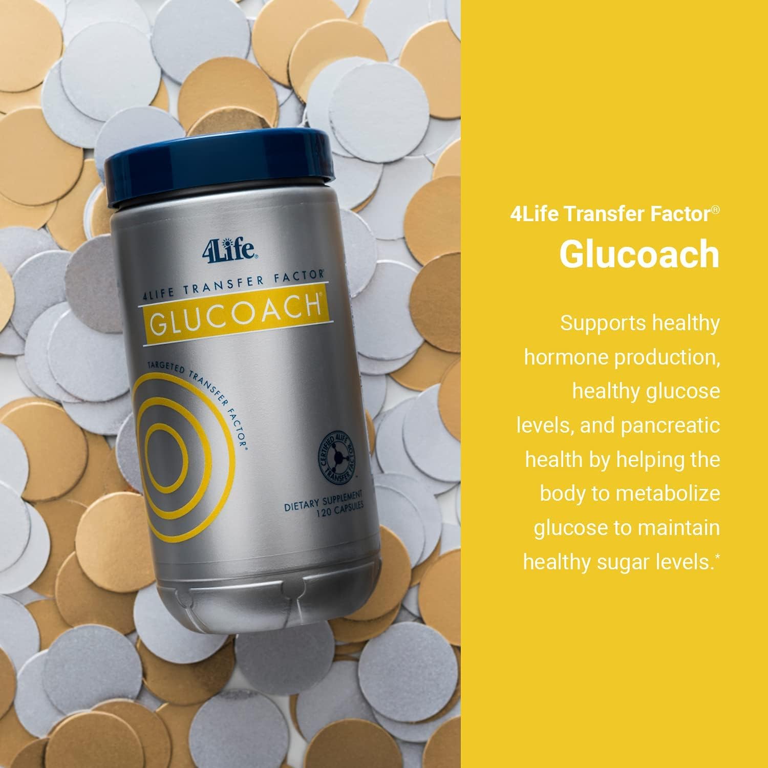 4Life Transfer Factor GluCoach - Targeted Healthy Hormone Balance, Endocrine, and Metabolic System Support - Dietary Supplement Supports Healthy Metabolism - 120 Capsules : Health & Household