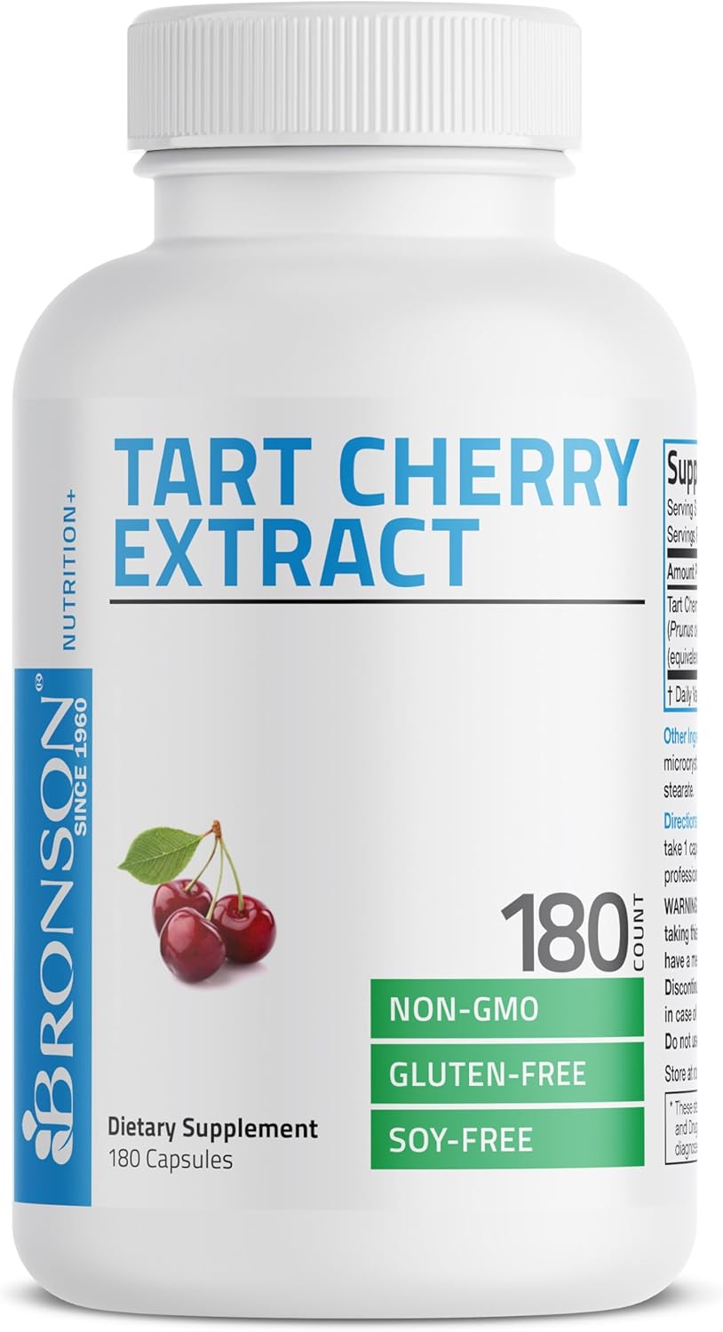 Bronson Tart Cherry Extract 2500 mg Vegetarian Capsules with Antioxidants and Flavonoids Non-GMO, 180 Count : Health & Household