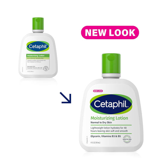 Body Moisturizer By Cetaphil, Hydrating Moisturizing Lotion For All Skin Types, Suitable For Sensitive Skin, New 4 Oz Pack Of 3, Fragrance Free, Hypoallergenic, Non-Comedogenic(Packaging May Vary)