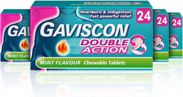 Gaviscon Double Action Heartburn And Indigestion Tablets, Mint Flavour, Pack Of 4 X 24 Tablets, Total 96 Tablets