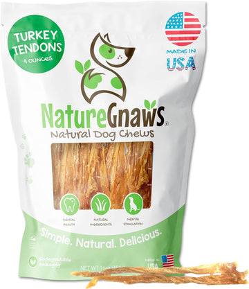 Nature Gnaws Usa Turkey Tendons For Dogs (4Oz) - Delicious Grain Free Reward Snack For Small, Medium & Large Breeds - Premium Natural Dog Chew Treats