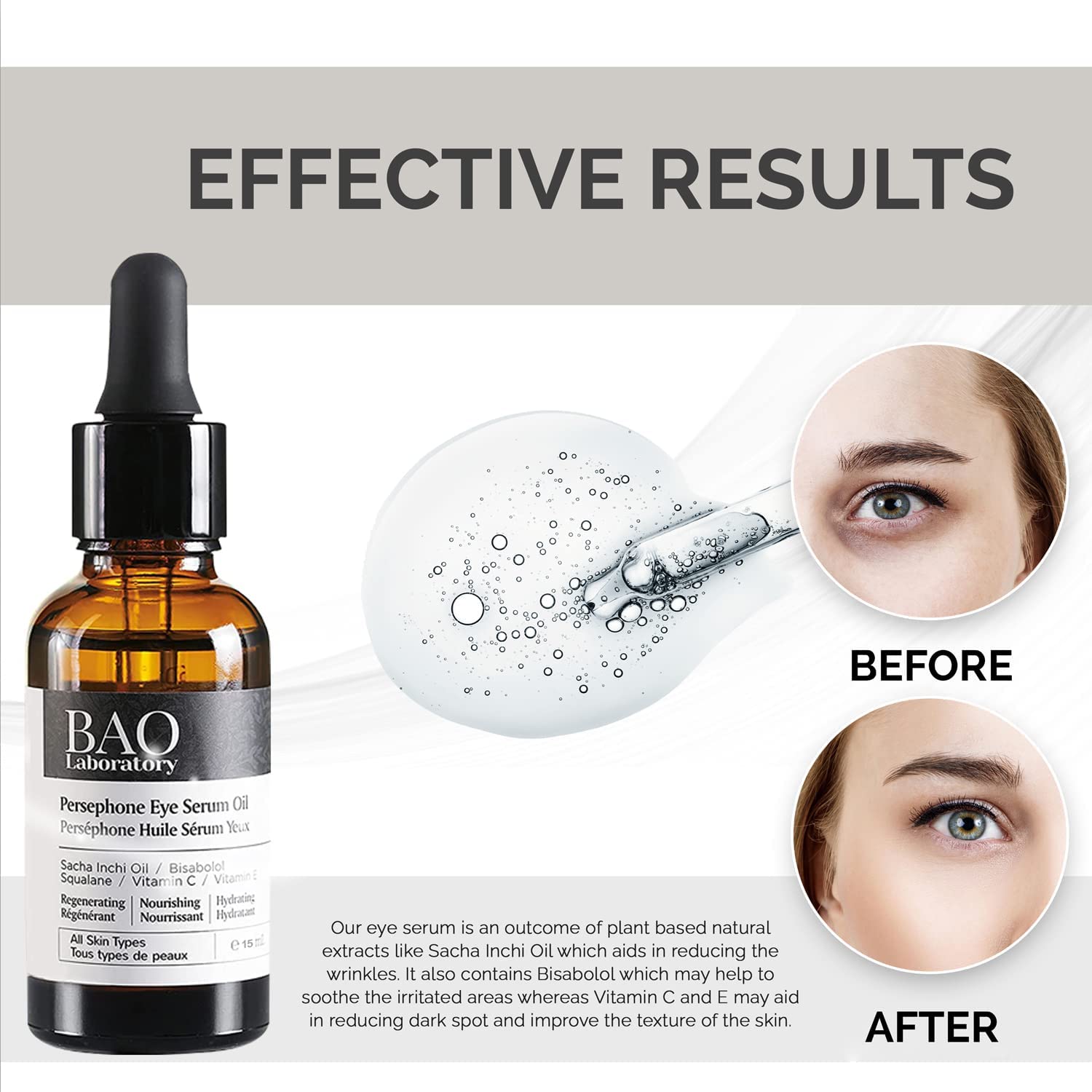 Bao Laboratory Persephone Eye Serum Oil | Sacha Inchi Oil, Bisabolol And Vitamin C & E | Eye Serum For Wrinkles, Finelines And Dark Circle (30 Ml) : Beauty & Personal Care