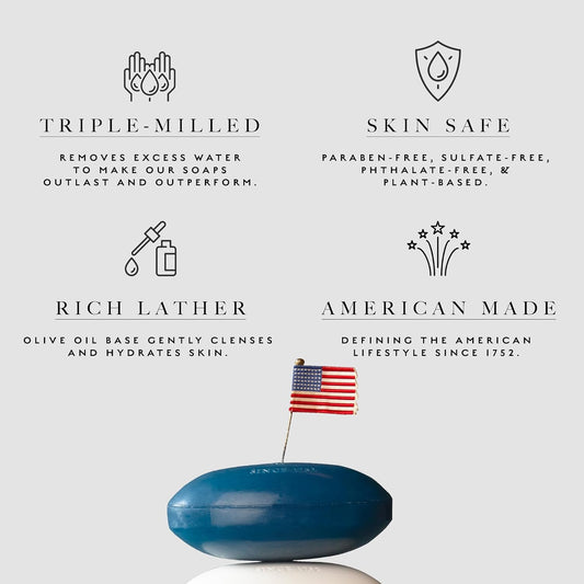Caswell-Massey Jockey Club Natural Bar Soap For Men, Moisturizing Body Soap Bar For All Skin Types, Made With Essential Oils & Plant-Based Formula For Soft Skin, Made In Usa, 5.8 Oz