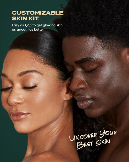 Buttah Skin By Dorion Renaud Complete Melanin-Rich Skin Care Kit | Shea Butter, Vitamin C Serum, Facial Cleanser | Organic & Natural | Black-Owned