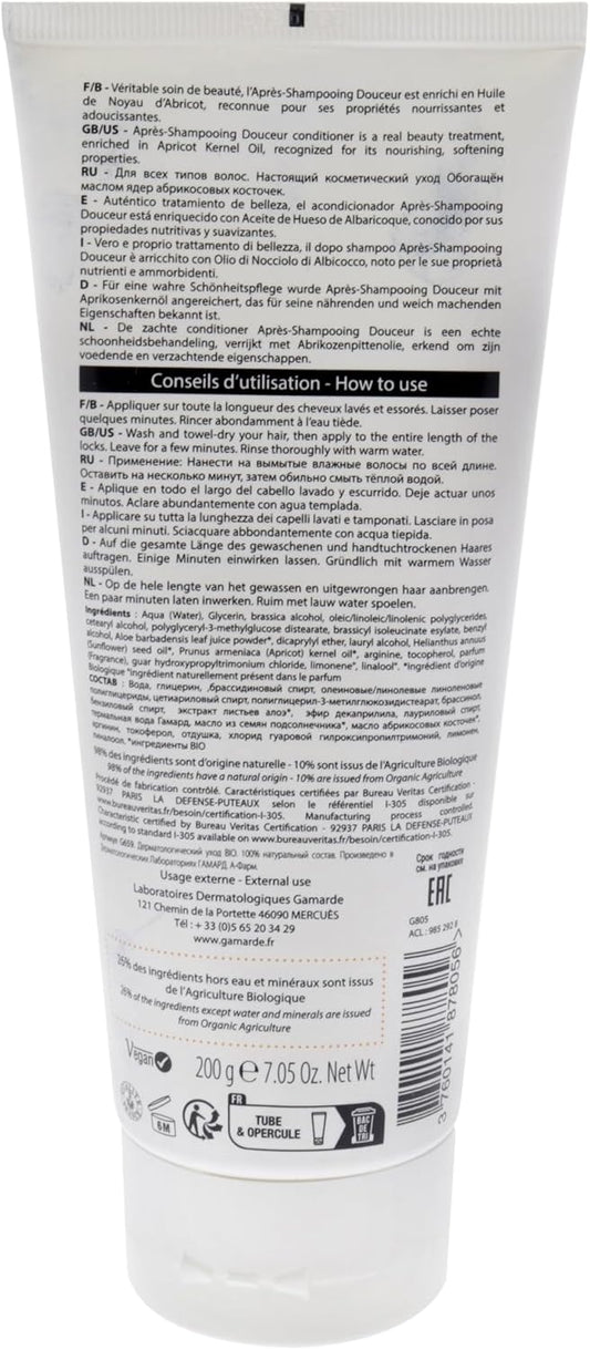 Apricot Kernel Gentle Conditioner - All Hair Types by Gamarde for Unisex - 7.05 oz Conditioner