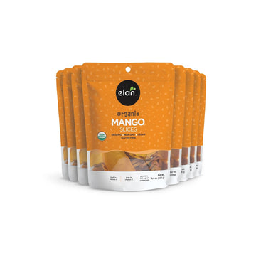 Elan Organic Dried Mango Slices, Sulphite-free, No Sugar Added, Non-GMO, Vegan, Gluten-Free, Kosher, Healthy Dried Fruit Snacks, 8 pack of 4.4 oz