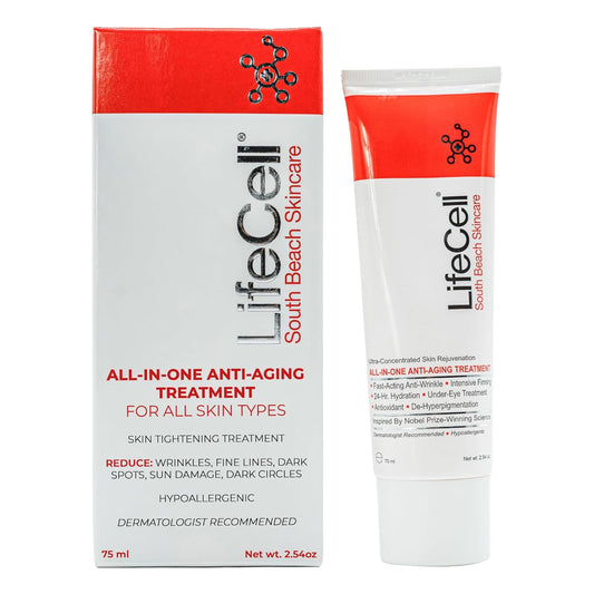 Lifecell All In One Anti-Aging Cream – Reduces Wrinkles, Fine Lines, Dark Circles & Sun Damage – Retinol, Vitamin C, Dmae & Hyaluronic Acid – Fragrance-Free, For All Skin Types (2.54Oz)