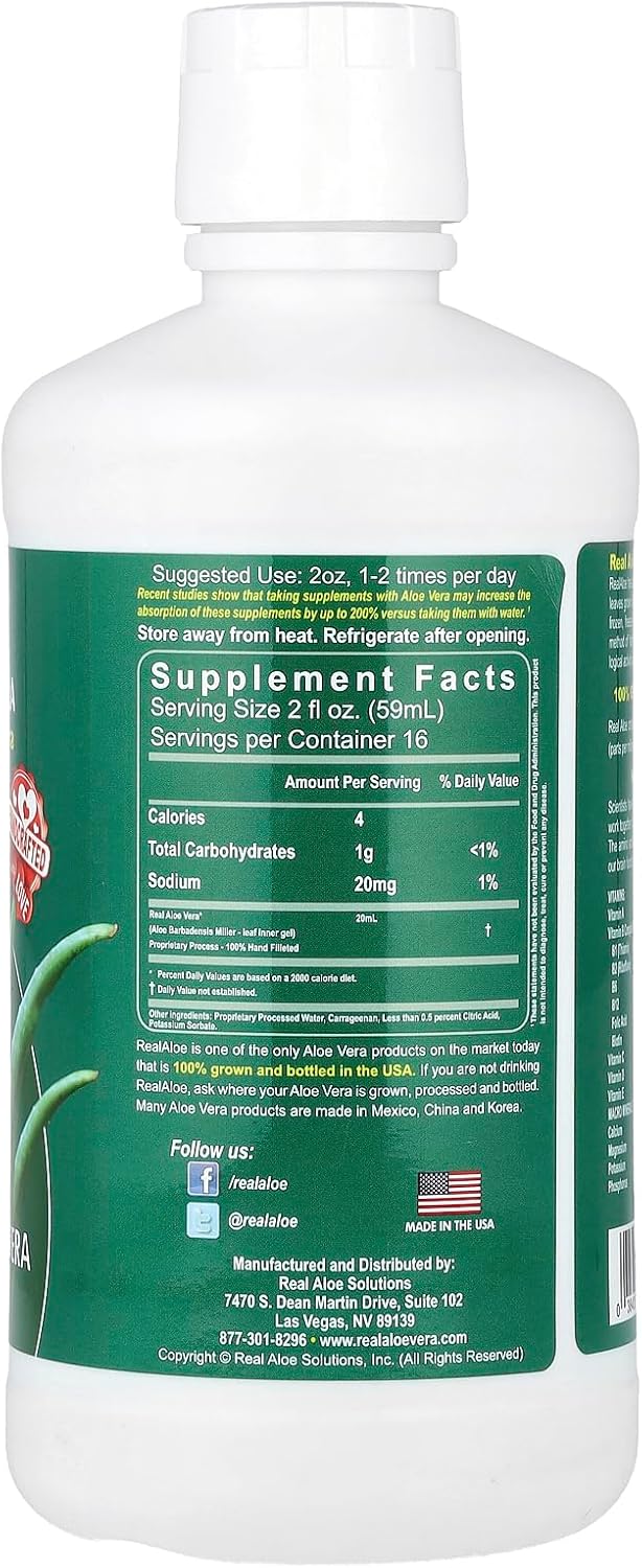 Real Aloe Vera Organically Grown Real Aloe Vera Gel 32 Oz : Health & Household