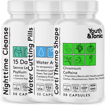 Youth & Tonic 15 Day Cleanse And Detox As Triple Action Diet Pills For Loss Of Waste And Body Water Away And Energy Focus Metabolism For Women & Men