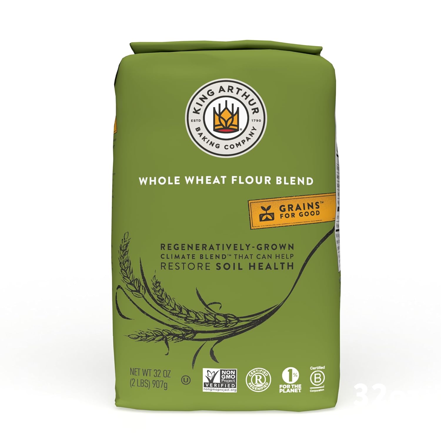 King Arthur Baking Company, Regeneratively-Grown Climate Blend Flour, Whole Wheat Flour Blend, Non Gmo Project Verified, 2Lb Bag