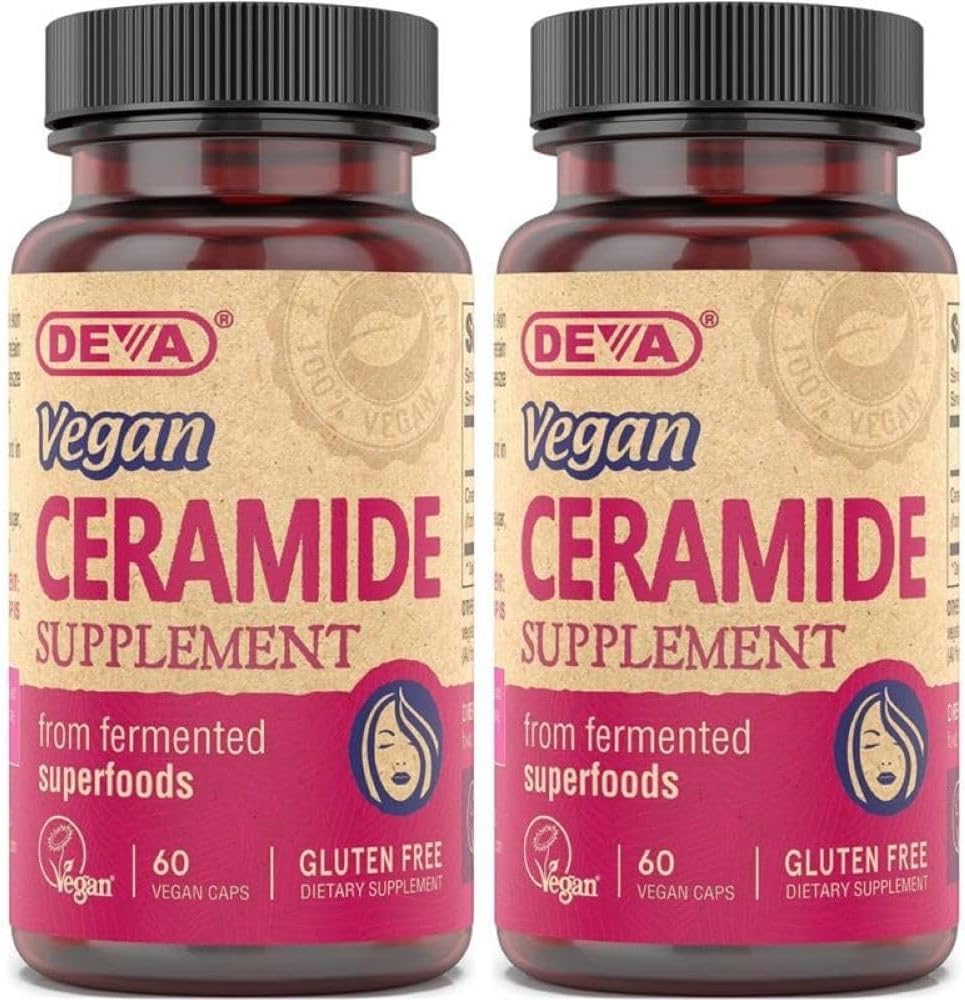 Deva Vegan Vitamins Skin Restoring Ceramide Supplement Tablets, 60 Count, (Pack Of 2)
