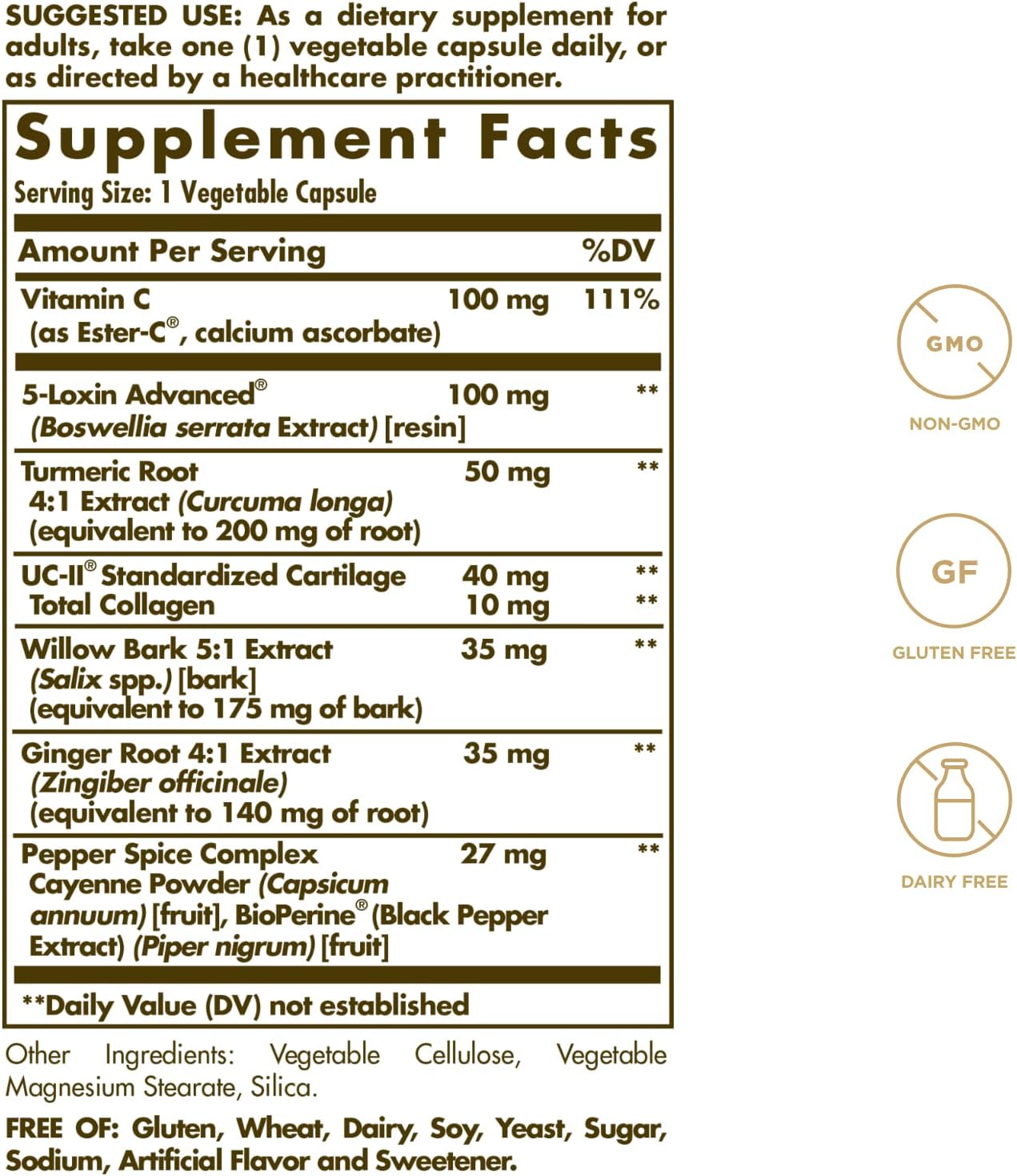 Solgar No. 7 - Joint Support and Comfort - 90 Vegetarian Capsules - Increased Mobility & exibility - Gluten-Free, Dairy-Free, Non-GMO - 90 Servings