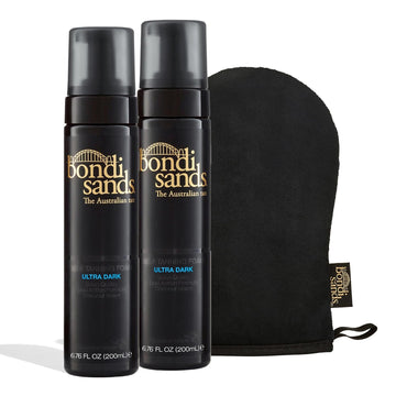 Bondi Sands Ultra Dark Self Tanning Foam Value Kit | Includes 2 Lightweight Sunless Tan Foams + 1 Application Mitt for a Flawless Finish ($58 Value)