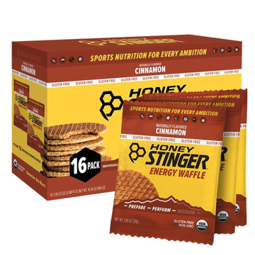 Honey Stinger Organic Gluten Free Cinnamon Waffle | Energy Stroopwafel For Exercise, Endurance And Performance | Sports Nutrition For Home & Gym, Pre And Post Workout | Box Of 16 Waffles, 19.2 Ounces