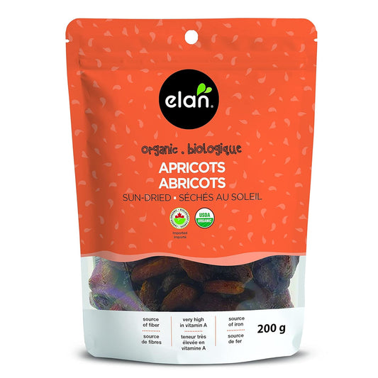 Elan Organic Sun-Dried Apricots, Dried Fruits, No Sulphites, No Sugar Added, Non-Gmo, Vegan, Gluten-Free, Kosher, Naturally Sweet Snacks, Turkish Apricots, 8 Pack Of 7 Oz