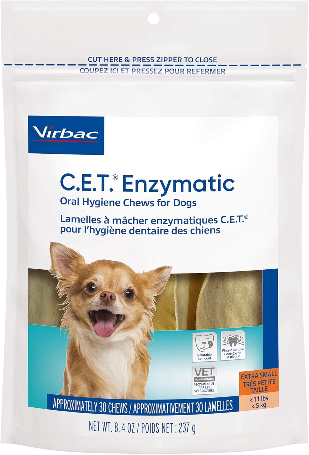 Virbac C.E.T. Enzymatic Oral Hygiene Chews For Dogs Beef 8.4 Ounces