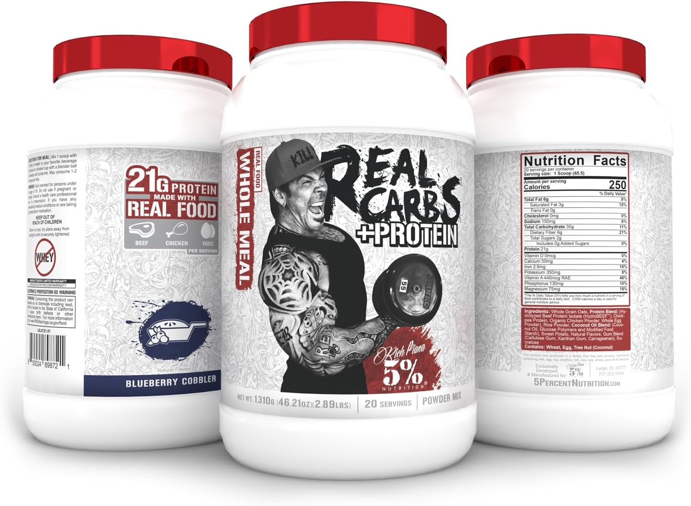 5% Nutrition Rich Piana Real Carbs + Protein | Clean Mass Gainer Prote