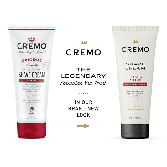 Cremo Barber Grade Original Shave Cream Classic Citrus Moisturizing Formula, Astonishingly Superior Ultra-Slick Shaving Cream Fights Nicks, Cuts And Razor Burn, 6 Fl Oz (2 Pack)