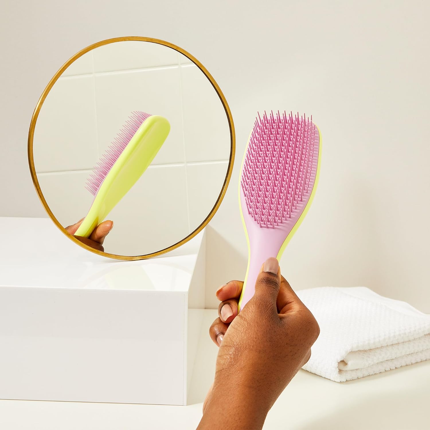 Tangle Teezer Ultimate Detangler Hairbrush - For Wet & Dry Hair - Detangling Brush for All Hair Types - Two-Tiered Teeth Reduce Breakage & Eliminate Knots - Hyper Yellow & Rosebud Pink : Amazon.co.uk: Beauty