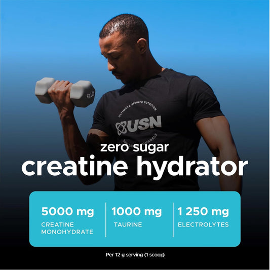 Usn Creatine Hydrator - Creatine Monohydrate & Electrolyte Powder Drink With Himalayan Pink Salt & Sugar Free. Supports Muscle Growth, Strength & Hydration. Raspberry Lemonade - 330G (30 Servings)