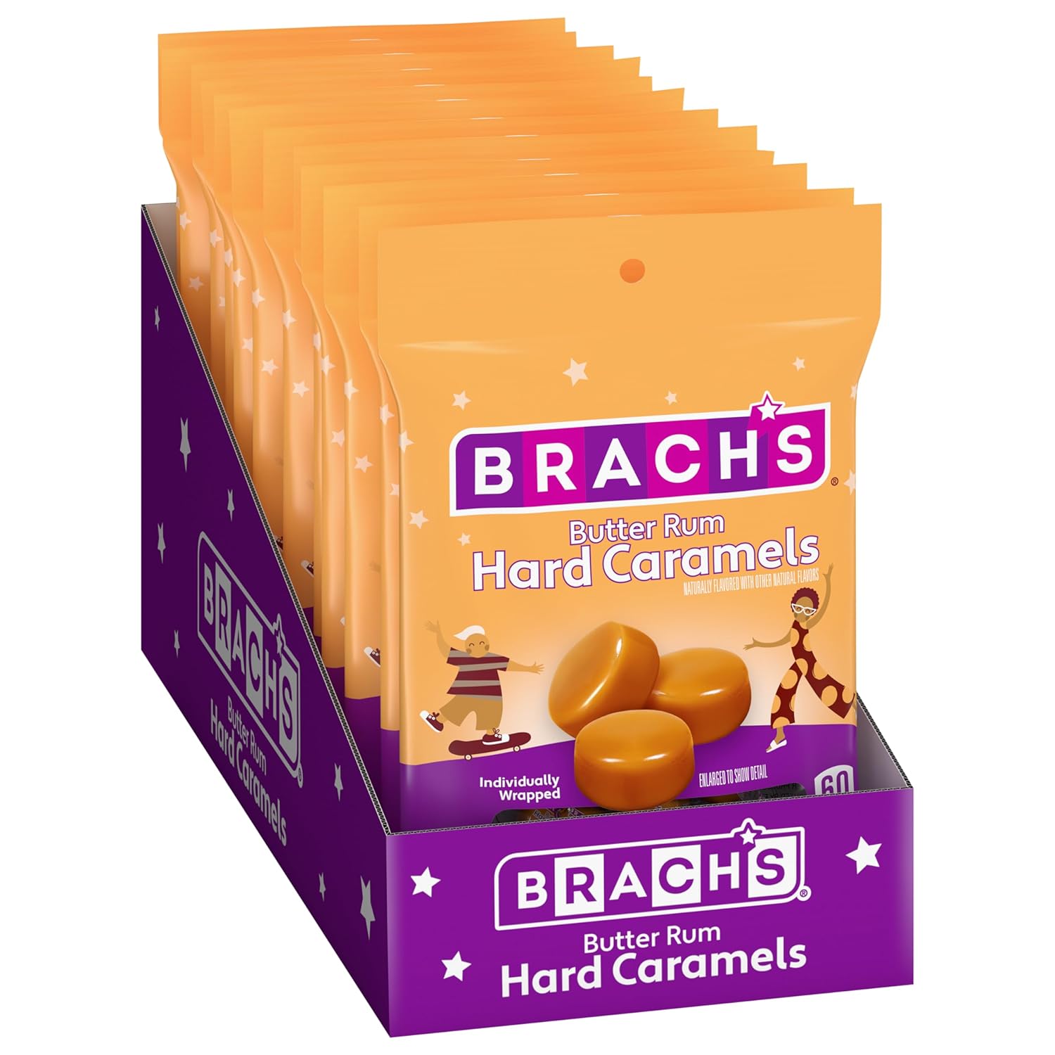 Brach'S Nips Butter Rum Flavored Hard Candy, Individually Wrapped Pieces, 3.25 Ounce Bags (Pack Of 12)