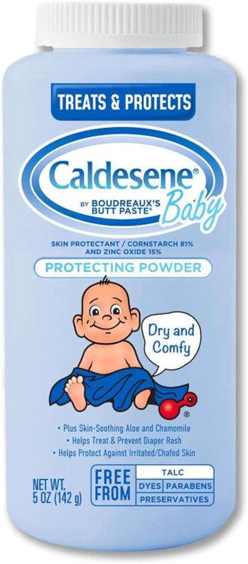 Caldesene Cornstarch Baby Powder With Zinc Oxide, Talc-Free Baby Powder, 5 Oz, 6 Pack