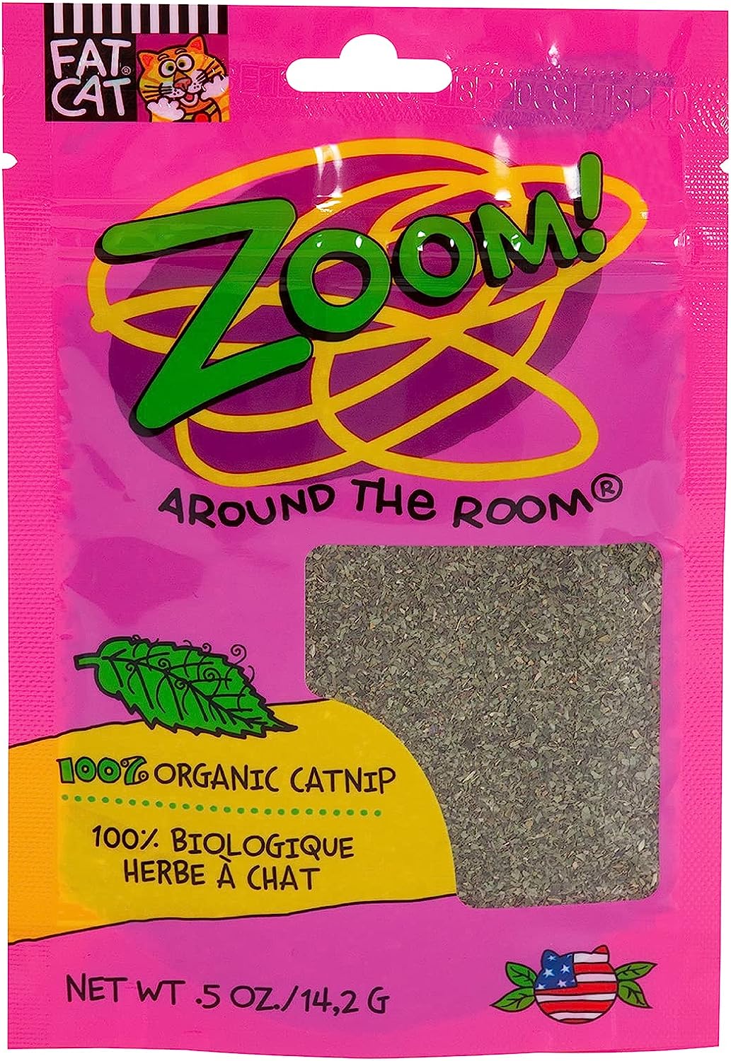 Petmate Organic Catnip - Hoots Zoom Around the Room Catnip - Grown & Harvested in USA 0.5oz pouch