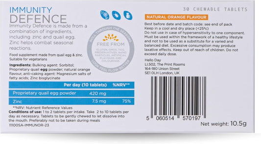 Hello Day - Immunity Defence - Unique Patented Drug Free Hayfever Relief - 30 Chewable Tablets - Clinically Proven - Pharma Grade