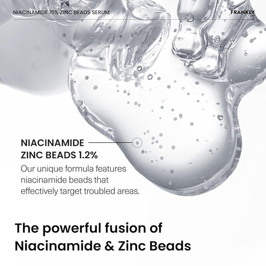 Frankly Niacinamide 15% & Zinc Beads Serum Jumbo: Acne & Dark Spots Care, Oil Control, Even Skin Texture & Glow | Vegan & Cruelty-Free | Non-Comedogenic All Skin Types Korean Skincare | 2.02 Fl.Oz