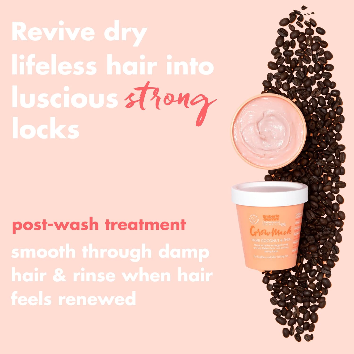 Umberto Giannini Grow Long Grow Mask For Dry, Damaged, Chemically Treated Hair. Creates Thicker, Fuller Hair - Hair Loss Treatment with Caffeine for Thin Hair - Vegan & Cruelty Free : Amazon.co.uk: Beauty