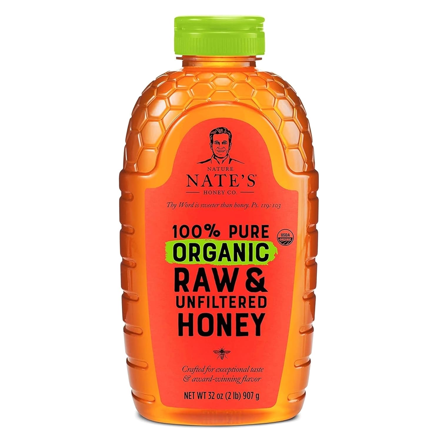 Nate'S Organic 100% Pure, Raw & Unfiltered Honey - Usda Certified Organic - 32Oz. Squeeze Bottle