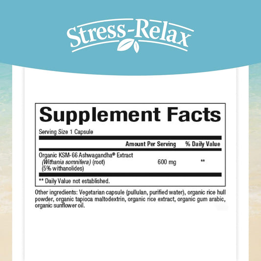 Stress-Relax KSM-66 Ashwagandha 600 mg by Natural Factors, 30 vegetarian capsules (30 servings), 60 Capsules