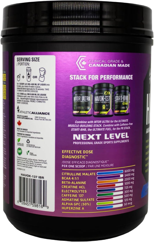 Athletic Alliance Havok-137 Pre Workout, 62 Servings, 713Gr (Icy Blue Razz)