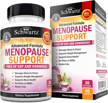 Herbal Menopause Support For Women - Supports Healthy Mood And Balance With Milk Thistle Chasteberry Black Cohosh Red Clover Turmeric Ginger - Menopause Supplements For Women - 60 Veggie Capsules