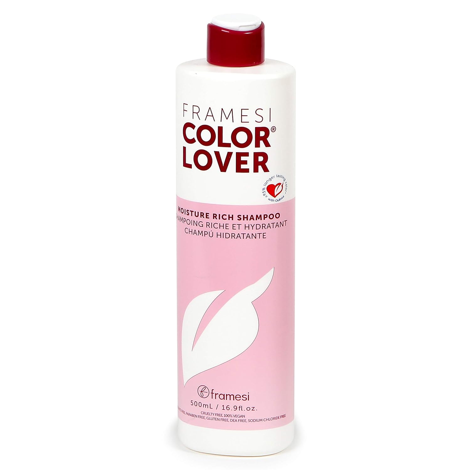 Framesi Color Lover Moisture Rich Shampoo, Sulfate Free Shampoo With Quinoa And Aloe Vera, Color Treated Hair