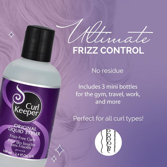 Original Curl Keeper Anti-Frizz Curl Defining Hair Styler (12 Oz) - Lightweight Curl Definer Liquid Gel For All Weather Conditions - Wavy & Curly Hair Products For Women (Cream Alternative)