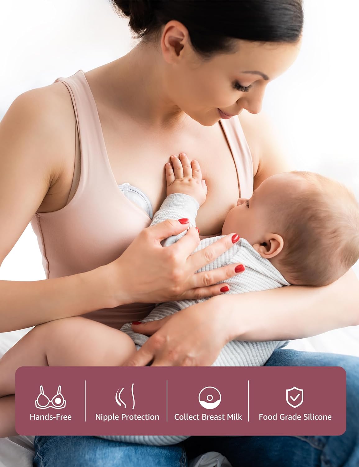 HOFISH Wearable Milk Collector Breast Shells for Sore Nipples for Pumping or Breastfeeding, Easy to Wear, Made Without BPA White : Baby