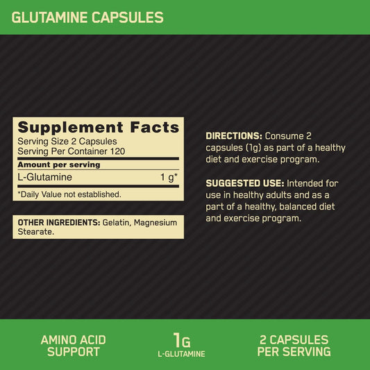 Optimum Nutrition L-Glutamine Muscle Recovery Capsules, 1000Mg, 240 Count (Package May Vary)