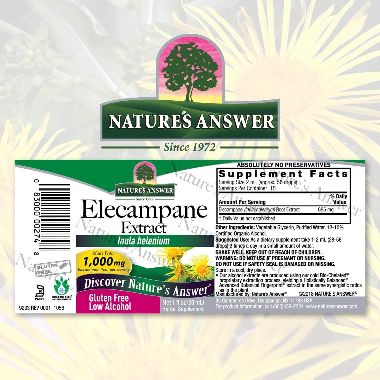 Nature's Answer Elecampane Root with Organic Alcohol, 1-  | Respiratory Support | Promotes Healthy Lungs