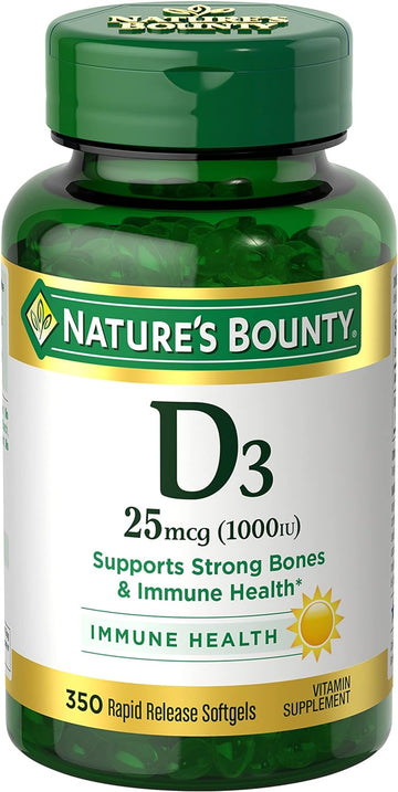 Nature'S Bounty Vitamin D3 1000 Iu Softgels, Immune Support, Promotes Healthy Bones, 350 Ct