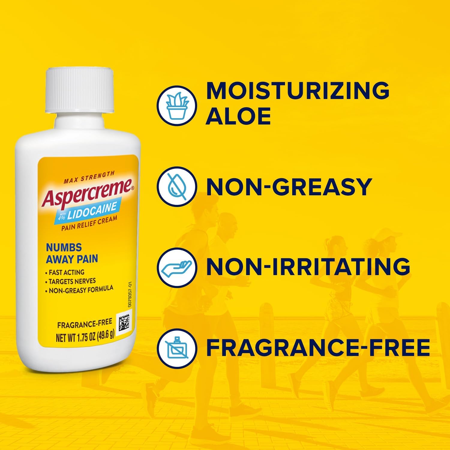 Aspercreme Lidocaine Pain Relief Cream Soothes Aggravated Nerves, Numbing Topical Analgesic With Max-Strength 4% Lidocaine & Moisturizing Aloe, 1.75 Oz. : Health & Household